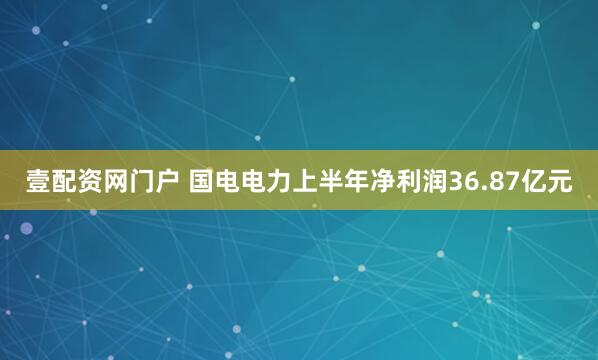 壹配资网门户 国电电力上半年净利润36.87亿元